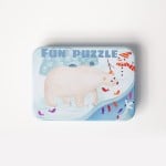 Cutiuta metalica cu 5 seturi puzzle cu piese mari din lemn Fun Puzzle Animale arctice - HAM BEBE
