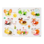 Puzzle lemn incastru cu maner Insecte