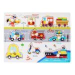 Puzzle lemn incastru cu maner Vehicule