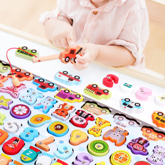 Joc logaritmic multifunctional cu alfabet si cifre artimetic piooso2-Jucarii din Lemn si Montessori