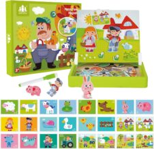 Ferma Joc magnetic cu puzzle 2 in 1