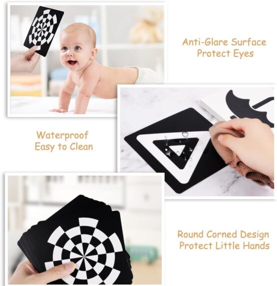 Set 20 carduri stimulare vizuala bebelusi 0 3 luni alb negru baby visual trigger card 8-Jucarii Senzoriale