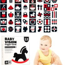 Set 20 carduri stimulare vizuala bebelusi 3 6 luni baby 6-Jucarii Senzoriale