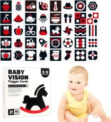 Set 20 carduri stimulare vizuala bebelusi 3 6 luni baby 6-Jucarii Senzoriale
