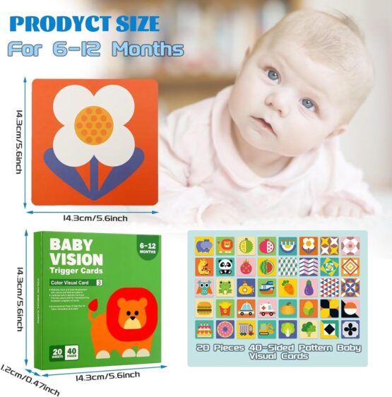 Set 20 carduri stimulare vizuala bebelusi 6 12 luni baby visual trigger card 2-Jucarii Senzoriale
