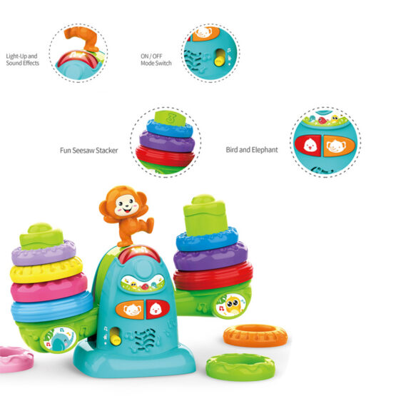 Balanta interactiva pentru bebe colorful seesaw stacker 2-Centre activitati