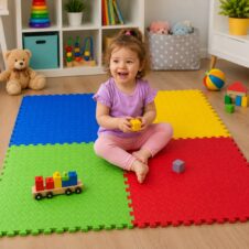 Covoras puzzle de joaca colorat 4 piese 60 x 60 cm