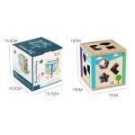 Cub educativ din lemn cu forme geometrice si joc snuruit shape matching 3-Jucarii din Lemn si Montessori
