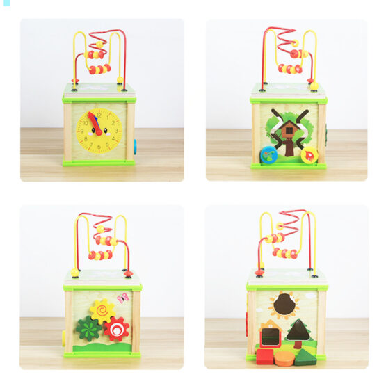 Cub educativ din lemn pentru copii wisdom around the bead 8-Centre activitati
