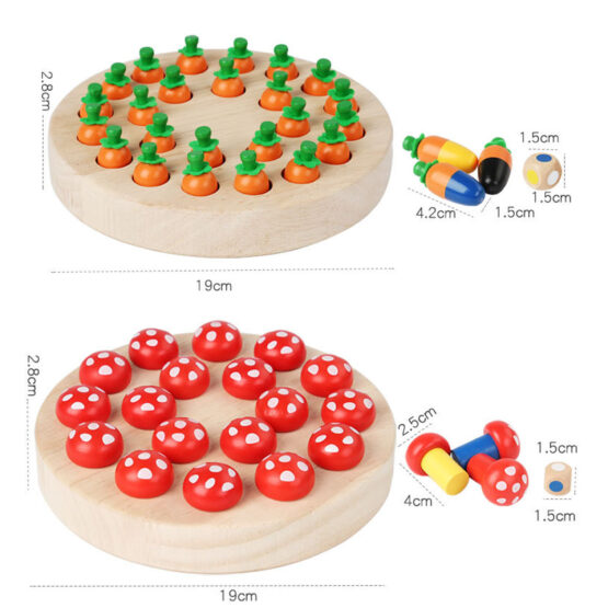 Joc de memorie memory chess mushroom radish 6-Jucarii din Lemn si Montessori