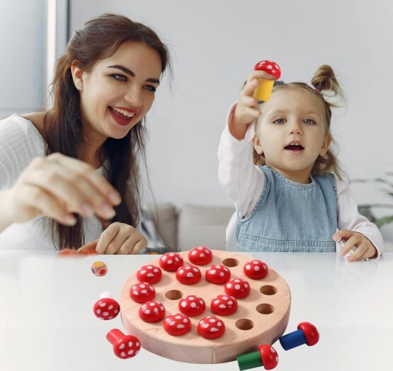 Joc de memorie memory chess mushroom radish 9-Jucarii din Lemn si Montessori
