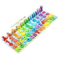 Joc lemn 4 in 1 logaritmic Litere, Cifre, Forme, Pescuit magnetic Preschool Toy