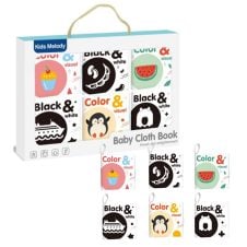 Set 6 carti textile pentru bebe Contraste Kids Melody