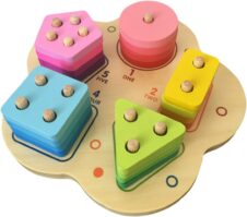 Sortator forme geometrice cu coloane 5 forme digital building 3-Jucarii din Lemn si Montessori