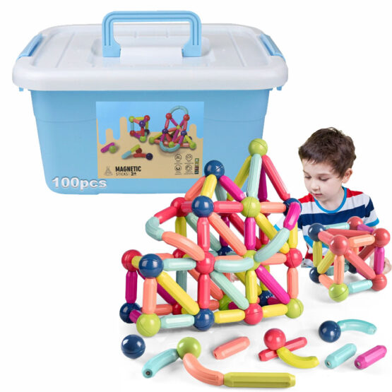 Joc STEM cuburi magnetice Magnetic Sticks 100 piese