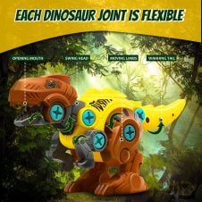 Set 4 dinozauri de asamblat joc stem cu bormasina electrica de jucarie 13-Jucarii Interactive
