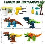 Set 4 dinozauri de asamblat joc stem cu bormasina electrica de jucarie 567-Jucarii Interactive