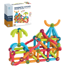 Set constructii magnetice Magnetic Sticks 128 piese cu animale STEM