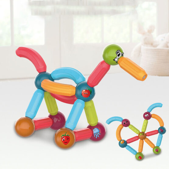 Set constructii magnetice magnetic sticks 52 piese stem 8-Cuburi constructie