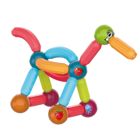 Set constructii magnetice magnetic sticks 76 piese cu animale stem 8-Cuburi constructie