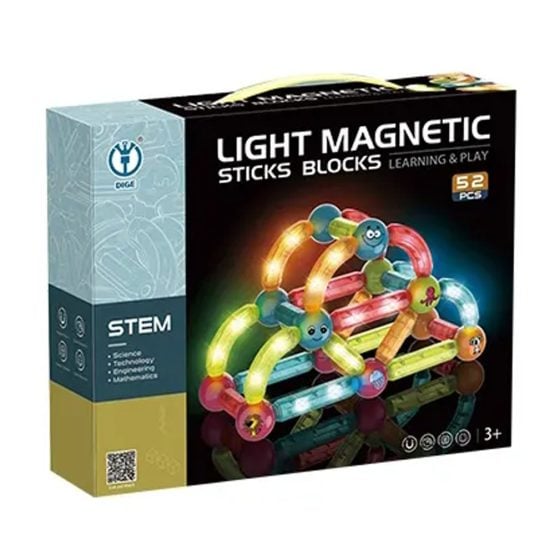 sticks cuburi magnetice cu lumini 52 piese