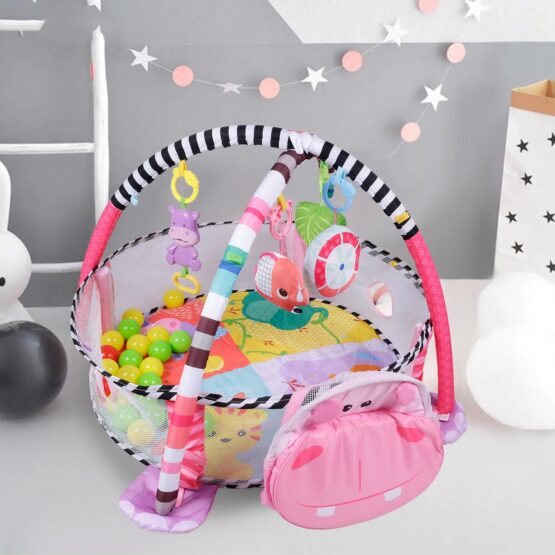 Saltea de joaca centru activitati bebe hippo roz 3 in 1 3-Salteluta activitati