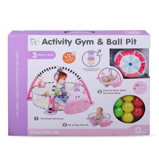 Saltea de joaca centru activitati bebe hippo roz 3 in 1 9-Salteluta activitati