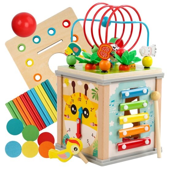 Centru activitati din lemn cumontessori 10 in 1 cu ciocanitoare 3-Centre activitati