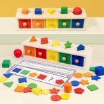 Cutie Sortare forme Montessori cu sertare si sabloane
