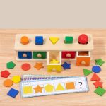 Cutie sortare forme montessori cu sertare si sabloane 7-Jucarii din Lemn si Montessori