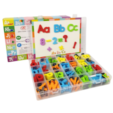 Alfabetul mobil colorat Cutiuta STEM Montessori 229 piese magnetice din spuma
