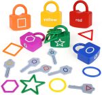 Joc lacate si chei asociere forme si culori shape pairing locks2-Jucarii din Lemn si Montessori