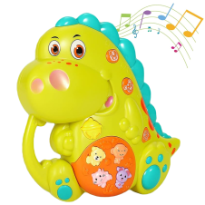 Jucarie interactiva bebe Dinozaur Verde cu muzica si lumini