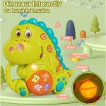 Jucarie interactiva bebe dinozaur verde cu muzica si lumini 2-Animale de Jucarie