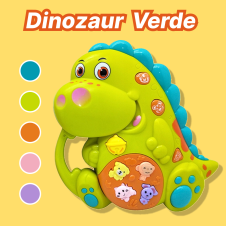 Jucarie interactiva bebe Dinozaur Verde cu muzica si lumini 8