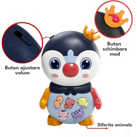 Jucarie interactiva bebe cu lumini si sunete pinguinul regal 5-Animale de Jucarie