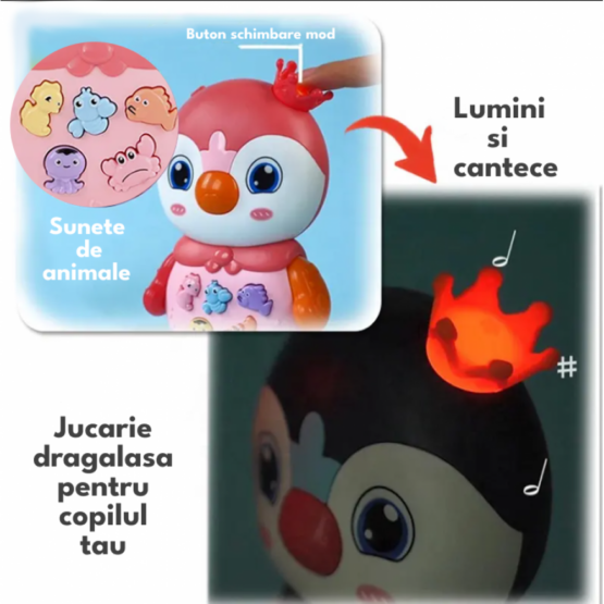 Jucarie interactiva bebe cu lumini si sunete pinguinul regal 7-Animale de Jucarie