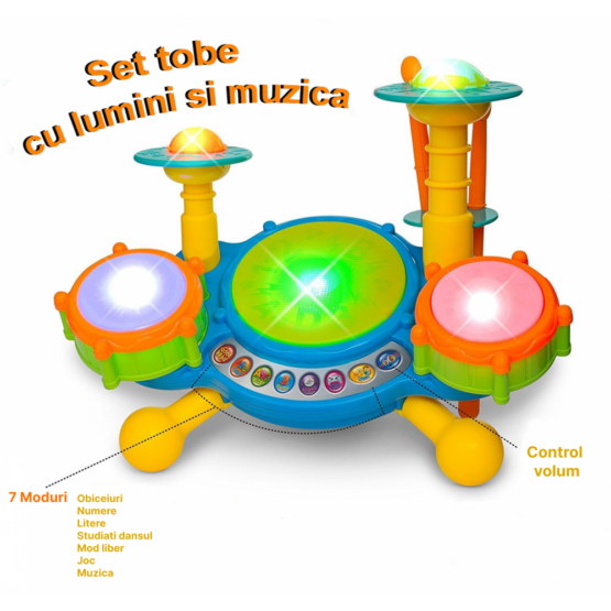 Jucarie set tobe interactive cu lumini 5-Tobe de jucarie