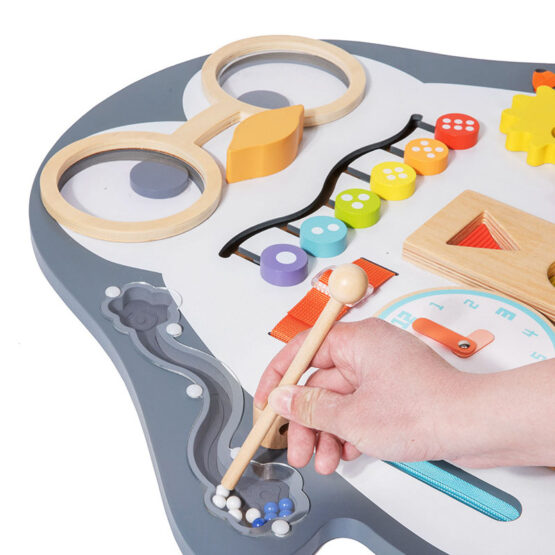 Placa activitati busy board 2 in 1 cu tabla desen pinguinul 6-Jucarii din Lemn si Montessori