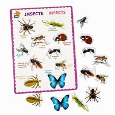 Puzzle incastru din lemn insecte bilingv engleza romana 2-Jucarii din Lemn si Montessori