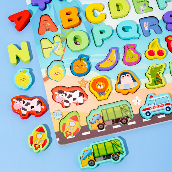 Puzzle magnetic de pescuit logaritmic cu cifre litere animale si fructe 8 in 1 3-Jucarii din Lemn si Montessori