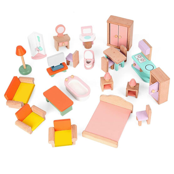Set mobilier papusi din lemn small furniture2-Jucarii din Lemn si Montessori