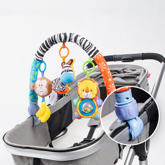 Arcada cu jucarii pentru bebe cu animale lion sozzy 3-Jucarii Senzoriale