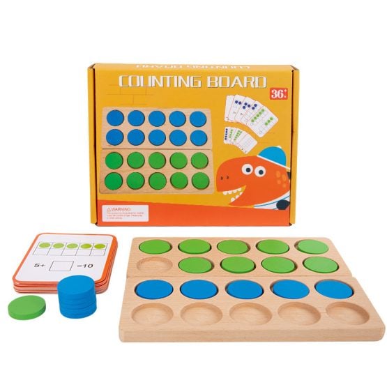 Joc educativ de numarat cu jetoane din lemn counting board 1-Jucarii din Lemn si Montessori