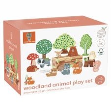 Jucarie Montessori Set cu piese din lemn animale de padure