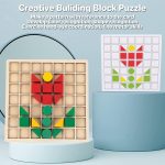 Mozaic cu forme geometrice cuburi colorate din lemn 2-Jucarii Creativitate