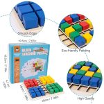 Mozaic cu forme geometrice cuburi colorate din lemn 4-Jucarii Creativitate