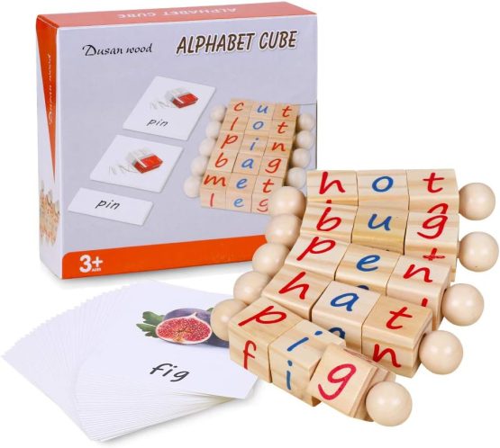 Set cuburi cu litere montessori alphabet cubes-Cuburi constructie