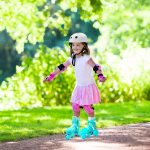 Set role cu roti ajutatoare role reglabile pentru copii cu accesorii Bleu