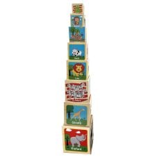 Turn Montessori set 8 cuburi din lemn cu forme animale cifre limba romana